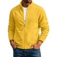 thumbnail image 2 of LYSMORA 2026 Men's Solid Stand Collar Fleece Zip Jacket, Slip Side Pockets Loose Fit Casual Lightweight Outerwear, 2 of 8