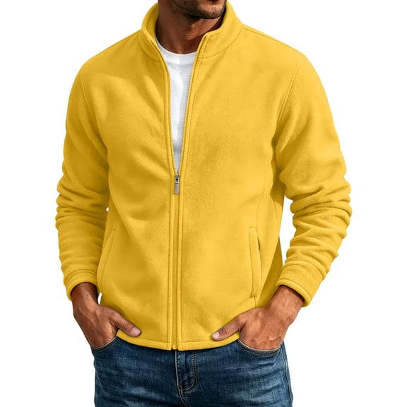 Lmnyox Jackets for Men Heavyweight Long Sleeve Zip Up Tops Casual Stand Collar Outdoor Coats with Pockets