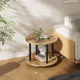 thumbnail image 3 of Modern Brown Round Coffee Table with Wood Top & Metal Frame for Homes Living Room Balcony Office, 3 of 5