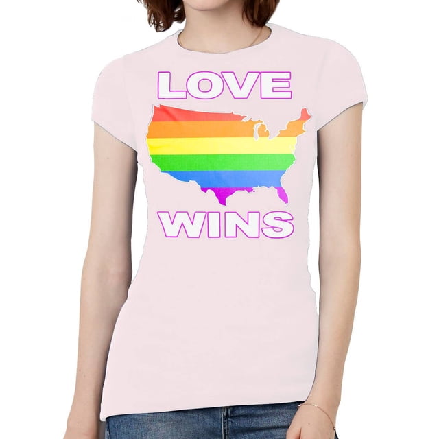Camiseta de manga corta Love Wins WINS USA Rosa claro 3x-grande