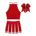 thumbnail image 4 of Xnihocha Vêtements de Cheerleader pour Femmes Tenue de Cheeleader Uniforme Musical Crop Top Mini Jupe Plissée avec Nœud Couvre-Chef Rouge TG, 4 of 7