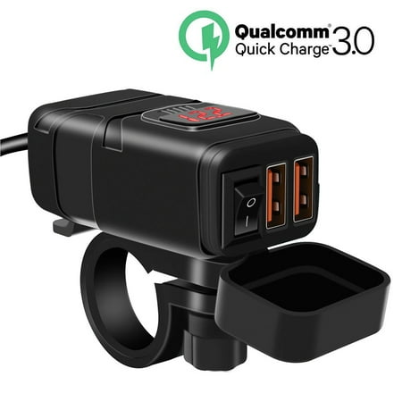 

Citystores Motorcycle QC3.0 Fast Charging Dual USB Charger Power Adapter with Voltmeter