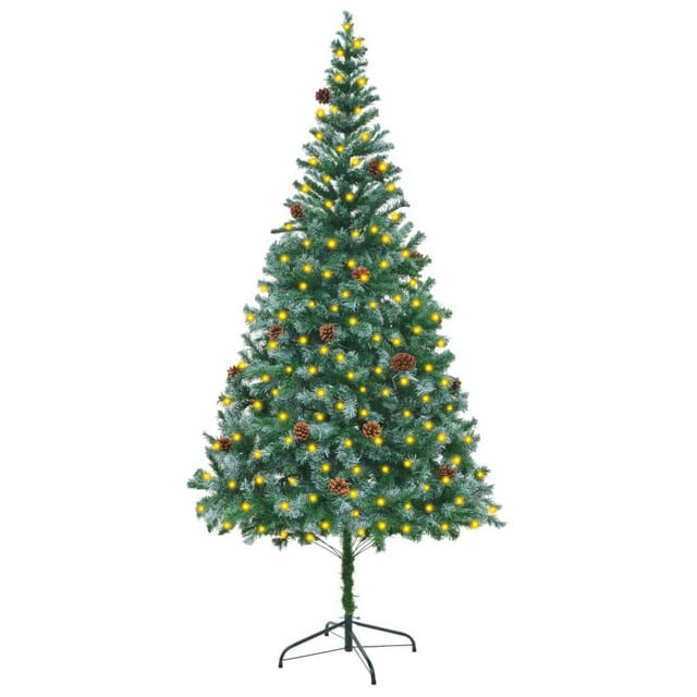Árbol de Navidad vidaXL Escarchado con Luces LED y Piñas 210 cm