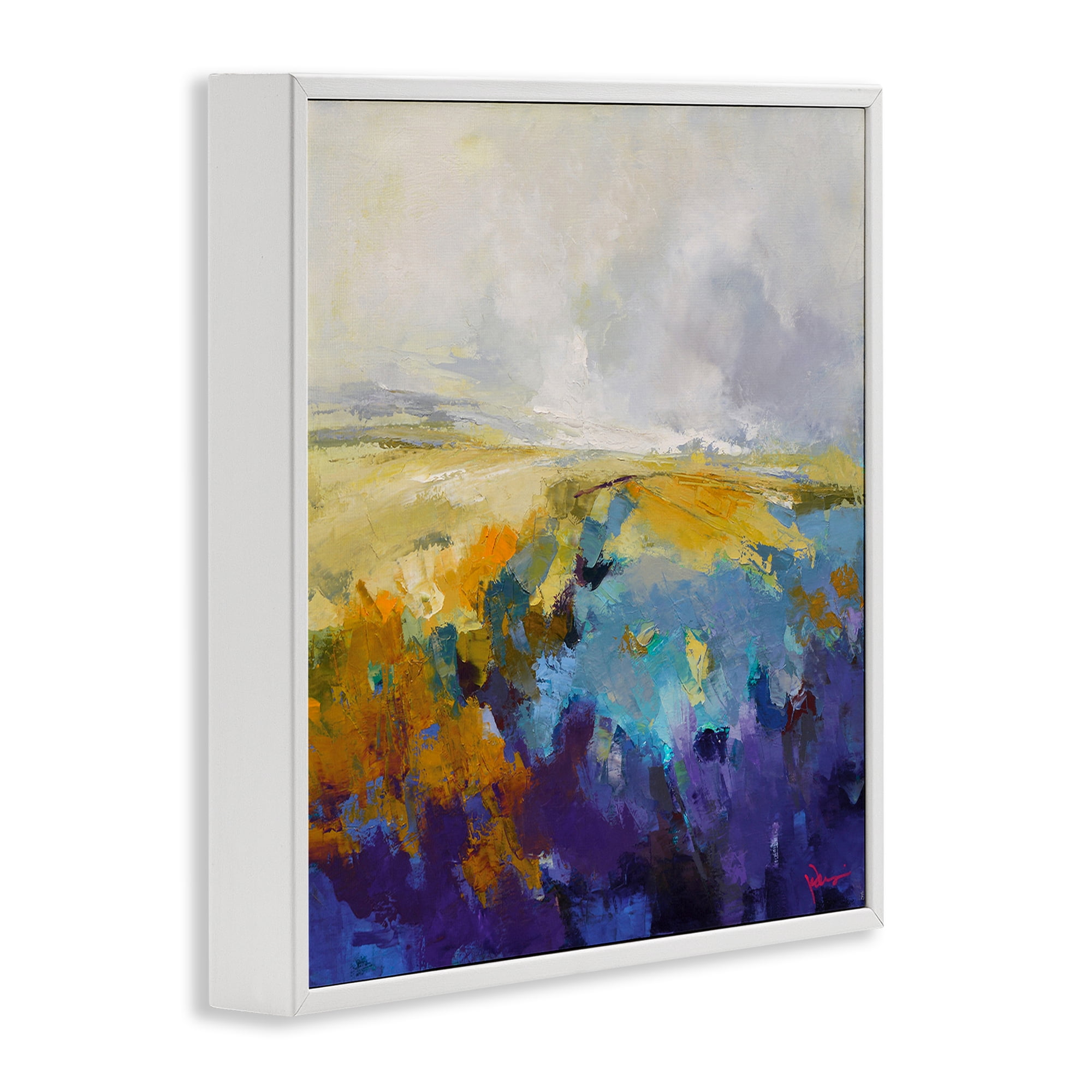 Stupell Industries Expressive Country Field Landscape Painting White Framed Art Print Wall Art, 12 x 12