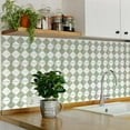 thumbnail image 2 of Mi Alma Peel & Stick Tiles - Rhombus Rustic Light Green White Vinyl Backsplash 12x12, 2 of 15
