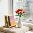 thumbnail image 2 of Artificial Tulips 1 Stems Light Purple PU Faux Flowers for Valentine's Day and Easter Decorations Wedding Home Decor 15.8 Inch(9 Heads, Orange), 2 of 8