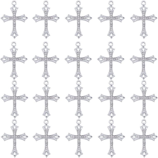 1 caja de 40 abalorios de diamantes de imitación para Pascua, con forma de crucifijo de circonita cúbica micropavé, para la Virgen de Guadalupe, María, para el rosario.