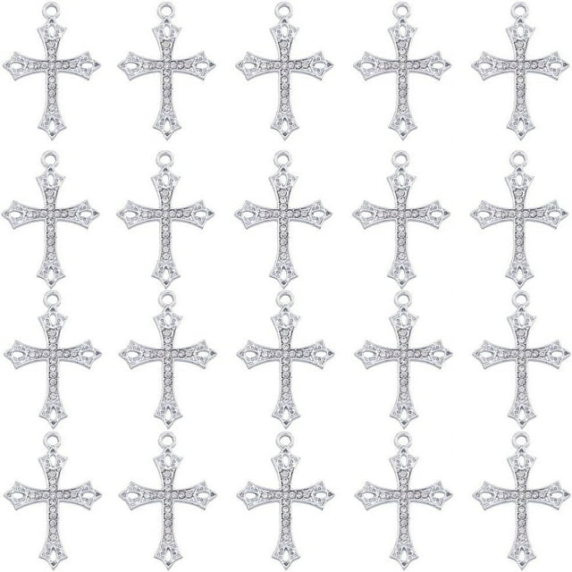 1 caja de 40 abalorios de diamantes de imitación para Pascua, con forma de crucifijo de circonita cúbica micropavé, para la Virgen de Guadalupe, María, para el rosario.