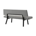 thumbnail image 3 of Benjara Yumi 63" Dining Bench- Seat & Back with Charcoal Gray Fabric- Black, 3 of 6