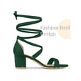 thumbnail image 3 of BLISSFUL STEP Lace Up Strappy Block Mid Heels Sandals for Women Green (Size 6), 3 of 5