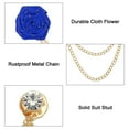 thumbnail image 3 of Uxcell Bridegroom Brooches Rose Flower, Cloth Lapel Pin Handmade with Fashion Gold Trim/Chain, Sapphire Blue 1 Pcs, 3 of 6