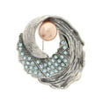 thumbnail image 1 of Silver-Tone & Blue Colored Metal Brooch-Pin With Crystal Accents #LQP1047, 1 of 2