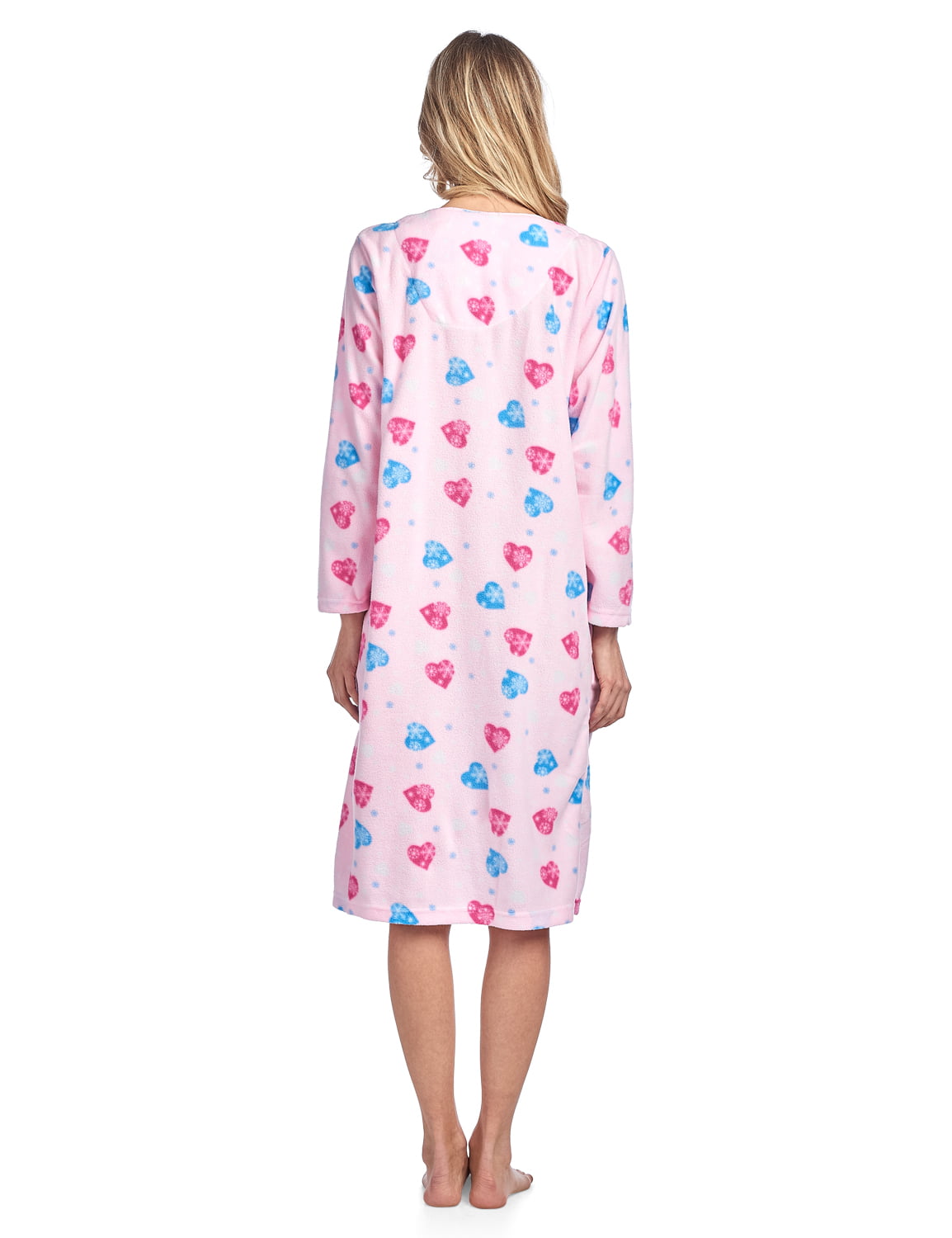 Casual Nights Womens Printed Micro Fleece Zip Up Long Sleeve Sleepwear Duster Robe