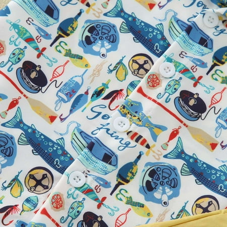

Cathalem Shirt with Bow Tie Toddler Boys Short Sleeve Cartoon Prints T Shirt Tops Shorts Child 6 Piece Set Baby Clothes Childrenscostume Yellow 18-24 Months