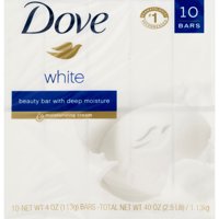 Dove Beauty Bar White 4 oz, 10 Bar, more moisturizing than bar soap
