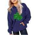 thumbnail image 4 of vdgthytj Kids St Patrick's Day Hooded Sweatshirt Boys Girls Clover Shamrock Long Sleeve Hoodies Holiday Pullover Tops, 4 of 5