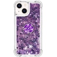 thumbnail image 2 of Compatible with iPhone 15 Plus Case Glitter Liquid Clear Bling Moving Floating Sparkle with Ring Diamond Kickstand Soft TPU Girly Women Cute Phone Case for iPhone 15 Plus Purple YBZ, 2 of 12