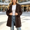 thumbnail image 2 of APEXFWDT Women's Notch Collar Fuzzy Trench Coat Button Front Long Sleeve Mid Length Jacket for Work Fall Winter Coat, 2 of 8
