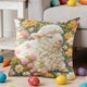 thumbnail image 4 of CaiYueKe Easter Rabbit Floral Pillow Cover - Sofa Cushion Case Home Decor Throw Pillow for Living Room Couch Bedroom Outdoor Indoor Decorative Accent Spring Holiday Farmhouse Decor, 4 of 8