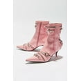 thumbnail image 4 of Jeffrey Campbell Alt-Rock Pink Crinkle Silver Kitten Heel Pointy Toe Spiky Boots (Pink Crinkle Silver, 6), 4 of 5