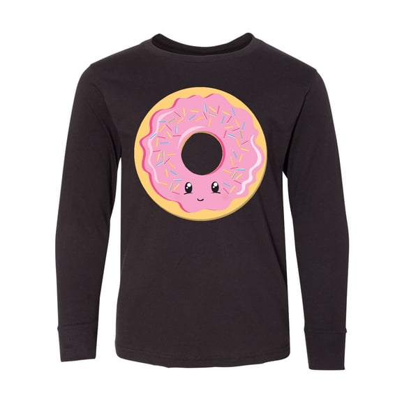 Inktastic Light Pink Donut Long Sleeve Youth T-Shirt