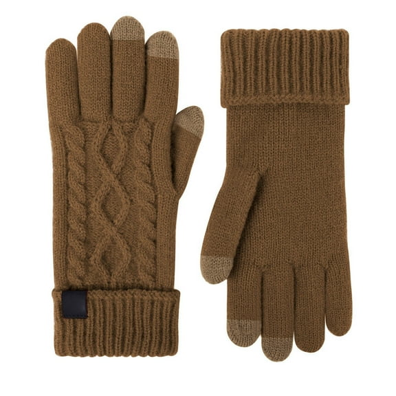 Fgnfyis Winter Solid Color Knitted Gloves for Men and Women with Warm Comfortable Unisex Design Brown One Size