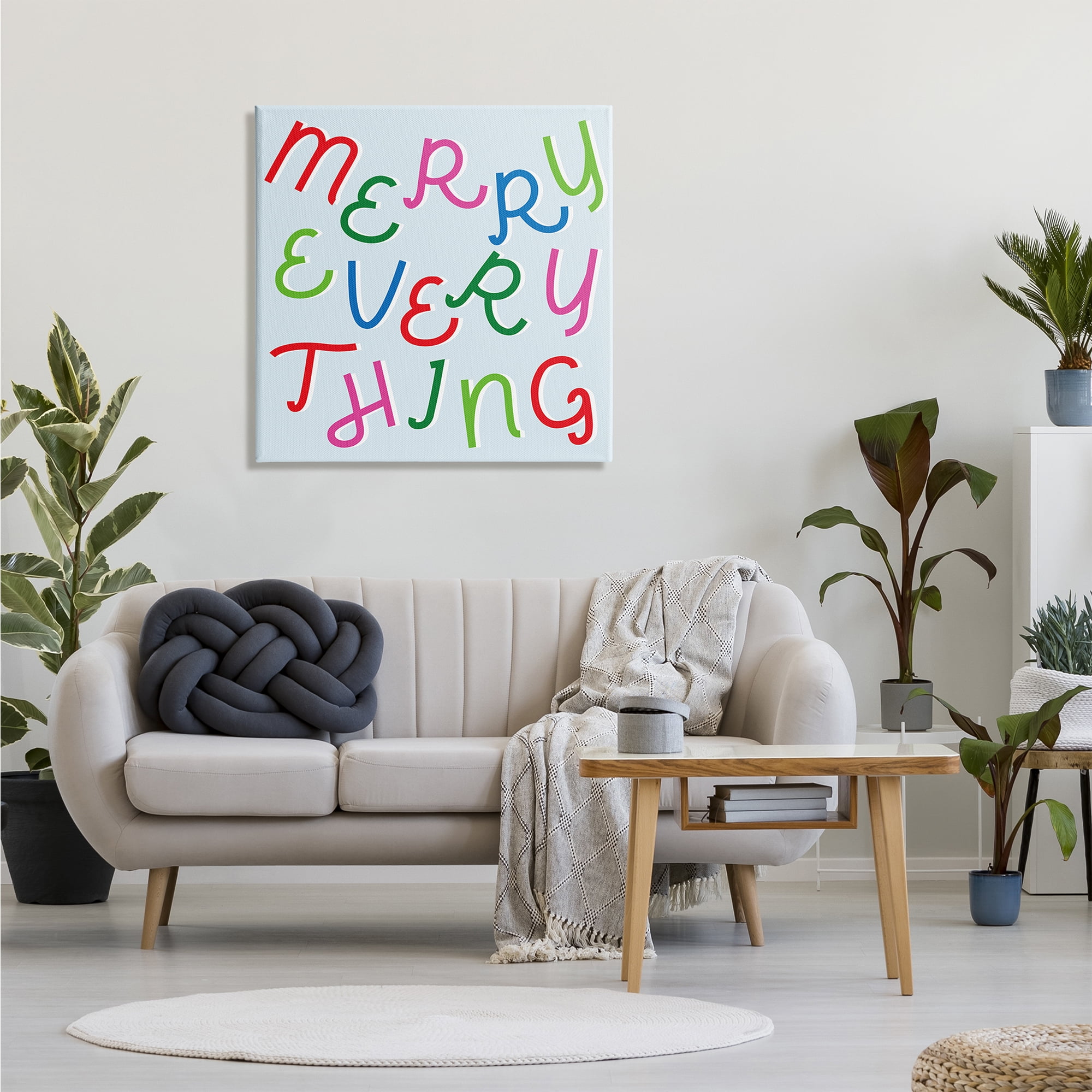 Stupell Industries Merry Everything Fun Whimsical Typography Bold Christmas Inspirational Painting Gallery Wrapped Canvas Print Wall Art, 30 x 30