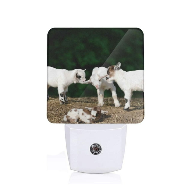 Balery Cute Goat Baby Luz Nocturna LED con Sensor Automático, Enchufe con Sensor Crepuscular, Luz Suave de 0.5W para Dormitorio, Pasillo, Baño-EU
