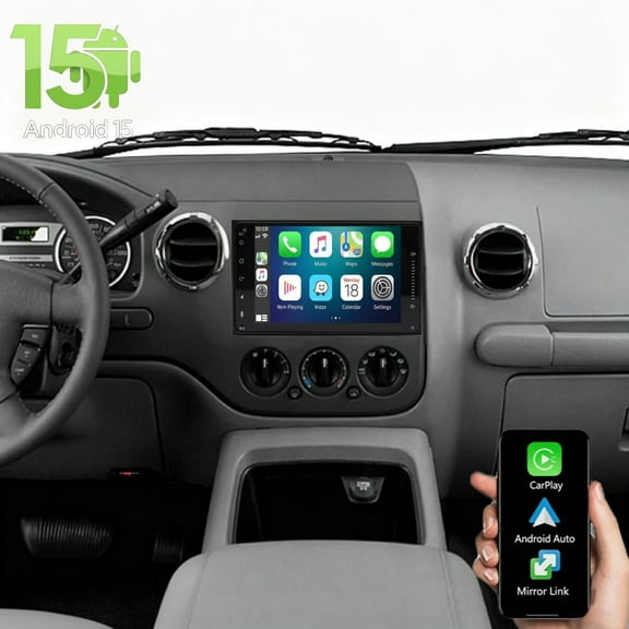 Molaner Double Din Car Stereo Compatible with Ford Expedition 1998-2007 Fit for Carplay and Android Auto,7" Android 15 HD Touchscreen Car Audio Receivers with Bluetooth, Mirror Link, SWC, 2 32G