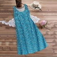 thumbnail image 3 of MRULIC dresses for women 2022 Women Casual Print Sleeveless Loose Plus Size Beach Summer Dress Ladies Women's Casual Dress Blue + 4XL, 3 of 6