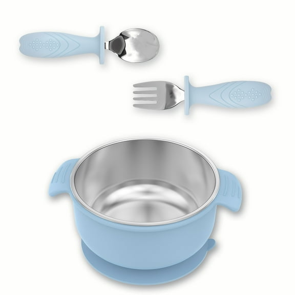 LINFANG Stainless Steel Baby Suction Bowl Firm Adsorption Toddler Suction Bowl Thermal Insulation Baby Feeding Basin Anti Scald for Home