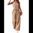 thumbnail image 2 of Conjuntos de 2 Piezas para Mujer: Chaleco de , Conjuntos Casuales Elegantes, Pantalones de Pierna , Trajes. Caqui M, 2 of 8