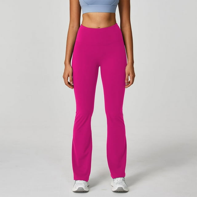 Pincandy Women's Solid Color High Waist Flared Yoga Pants, Elastic Waist, Stretchy Fabric, Yoga & Daily Fitness