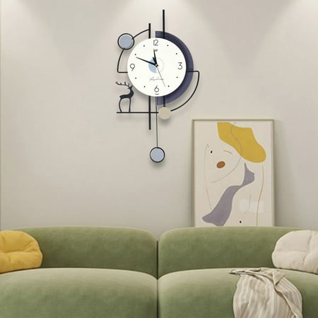 Modern Wall Clock Pendulum Mute Hanging Large Quartz Vintage Living Room Decor
