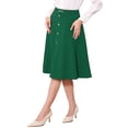 thumbnail image 4 of INSPIRE CHIC A-Line Midi Pleated Skirt for Women's Vintage Work High Waist Flare Business Skirts XL Dark Green, 4 of 6