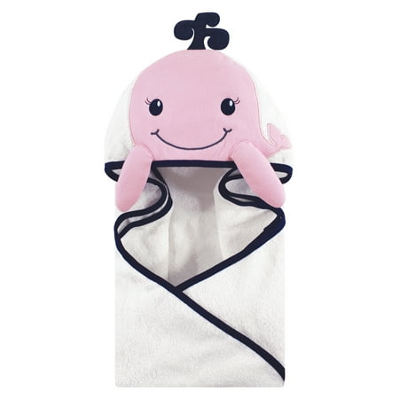 Hudson Baby Boy and Girl Animal Face Hooded Towel, Giggly Whale