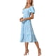 thumbnail image 4 of INSPIRE CHIC Vestido Largo Bohemio Floral de Manga Corta con Cuello Cuadrado y Corte A Casual en Color Azul M, 4 of 5
