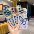 thumbnail image 5 of for iPhone Case,Luxury Blu-ray Glitter Butterfly ElectroPlated Camera Lens Protection Shockproof Phone Case (Blue,iPhone 13 Pro), 5 of 6