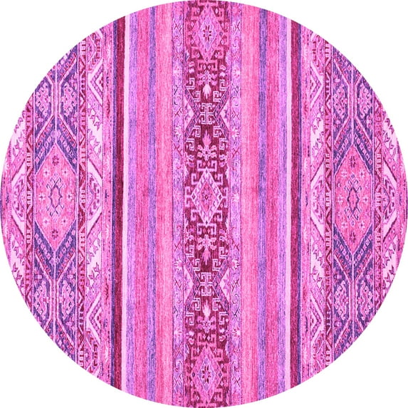 Ahgly Company Indoor Round Abstract Pink Modern Area Rugs, 7' Round