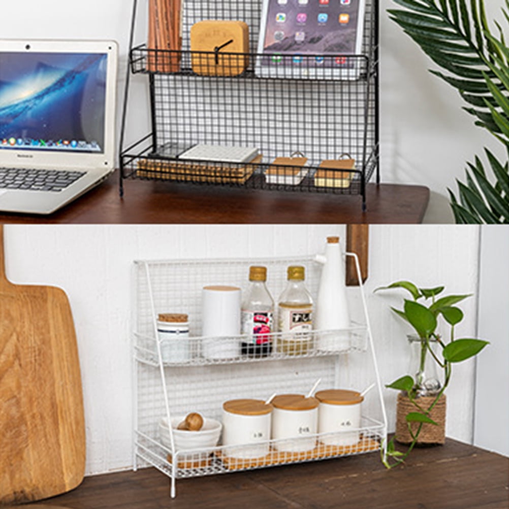 HEMOTON Desktop Storage Rack Organizer Double-Layer Cosmetic Stationery Sto HEMOTON Desktop Storage Rack Organizer Double-Layer Cosmetic