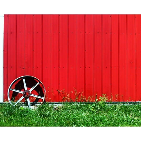 LAMINATED POSTER Metal Hut Wall Red Prefab Plates Wheel Poster Print 24 x