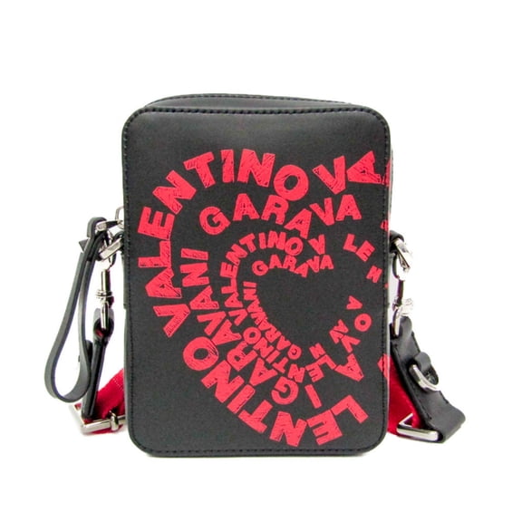 Pre-Owned Valentino Garavani All-over Pattern Women's Leather Shoulder Bag Black,Red... (Good)