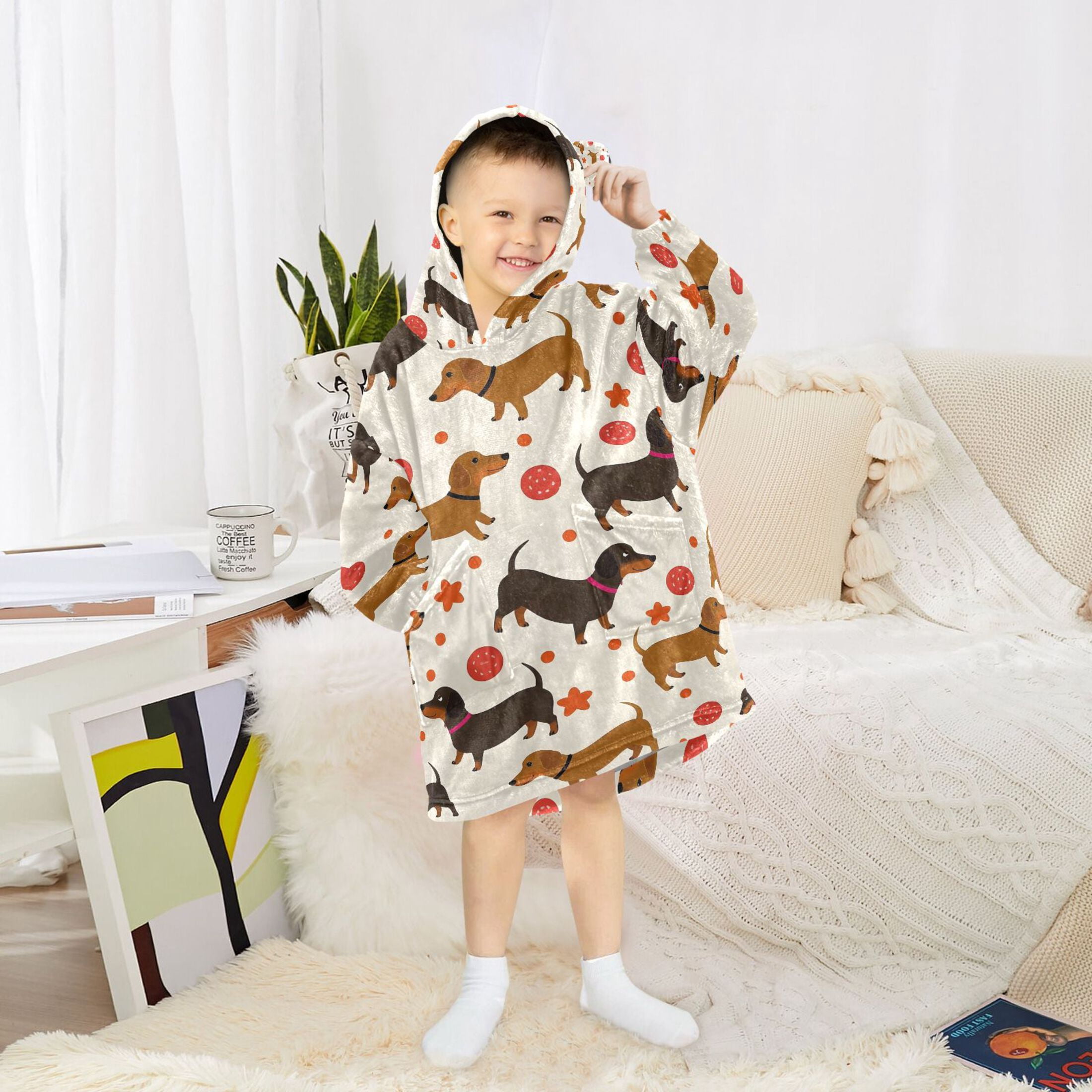 joogoo Blanket Hoodie for Dachshund Dog Balls Oversize Sweatshirt 3-14 YR L