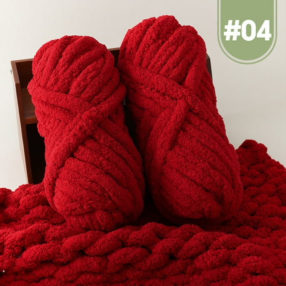 XmhyTop-A 500g Jumbo Cotton Acrylic Yarn Chunky Knitting Yarn for Hand Knitting, Soft Variegated Yarn,Red