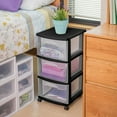 thumbnail image 4 of Sterilite 3-Drawer Plastic Rolling Storage Cart, Clear/Black Frame (8-Pack), 4 of 10