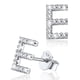 thumbnail image 1 of Pendientes pequeños de plata esterlina con inicial de circonita cúbica letra E Silvora, 1 of 8