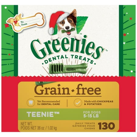 Greenies Holiday Limited Edition Packaging Grain Free Teenie Dental Dog Treats, 36 oz. Box (130 Treats)