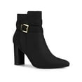 thumbnail image 1 of BLISSFUL STEP Women's Block Heel Boots Pointed Toe Buckle Decor Ankle Booties Black 10, 1 of 7