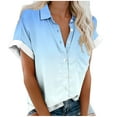 thumbnail image 2 of Sevevn Fashion Women's Casual Comfortable Short Sleeved Pocket ButtonTop Blouse T-Shirt Blue M Women Beach Fashion, 2 of 5