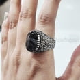 thumbnail image 6 of Rough Black Tourmaline Mans Ring, Natural Black Tourmaline, Silver Jewelry, 925 Silver Ring, Birthday Gift, Heavy Mens Ring, Arabic Design, Ottoman Style Ring, Christmas, Turkey Mens Signet Ring, 6 of 7